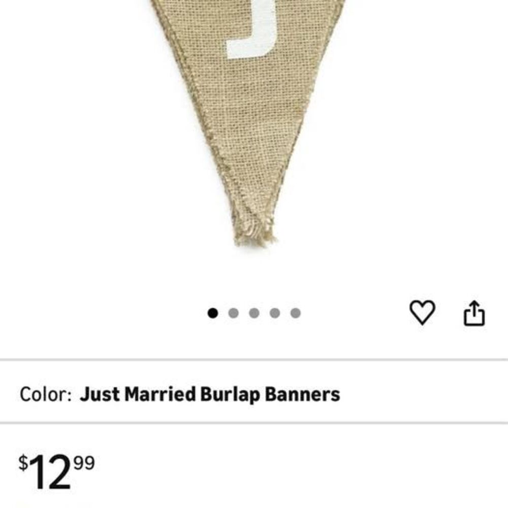 JUST MARRIED Rustic Country Style Burlap Triangle Banners for Wedding Decoration